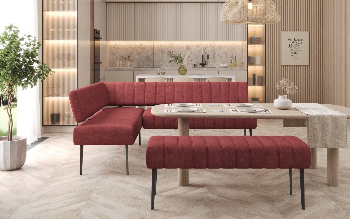 Polstret spisebænk Montero i robust stof med metalben