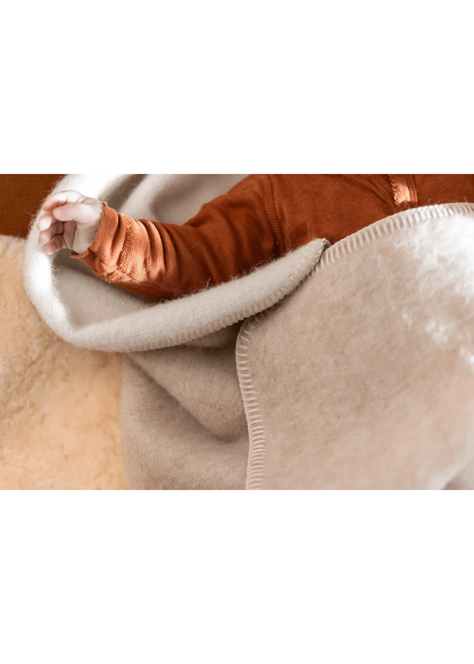 Baby tæppe i ren Alpakawolle - Beige & Grå - 95x75 cm