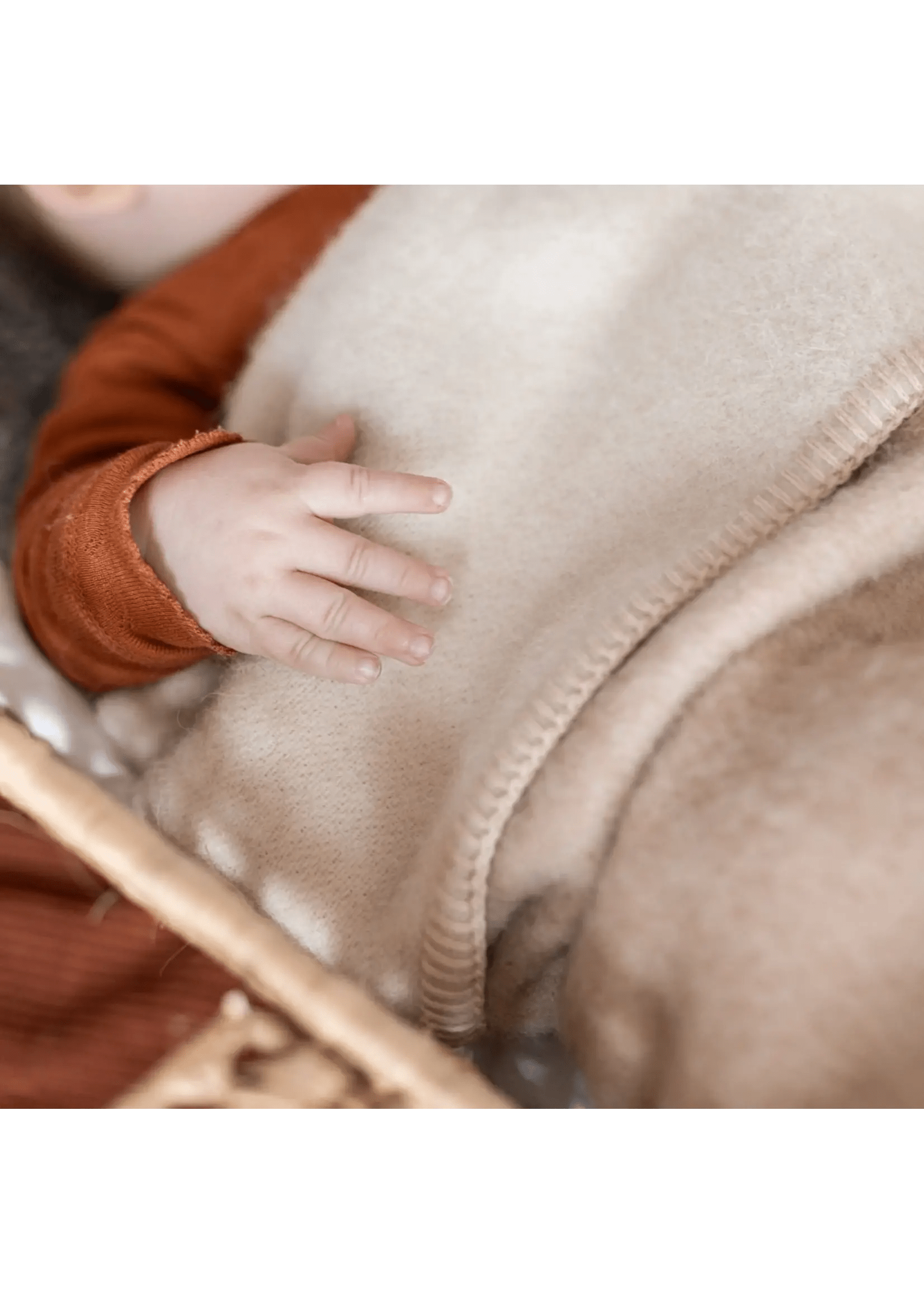 Baby tæppe i ren Alpakawolle - Beige & Grå - 95x75 cm