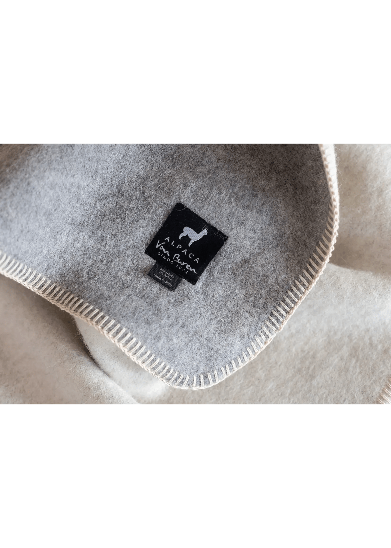 Baby tæppe i ren Alpakawolle - Beige & Grå - 95x75 cm