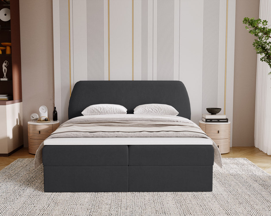 Boxspringbett Pure in Samt mit Stauraum