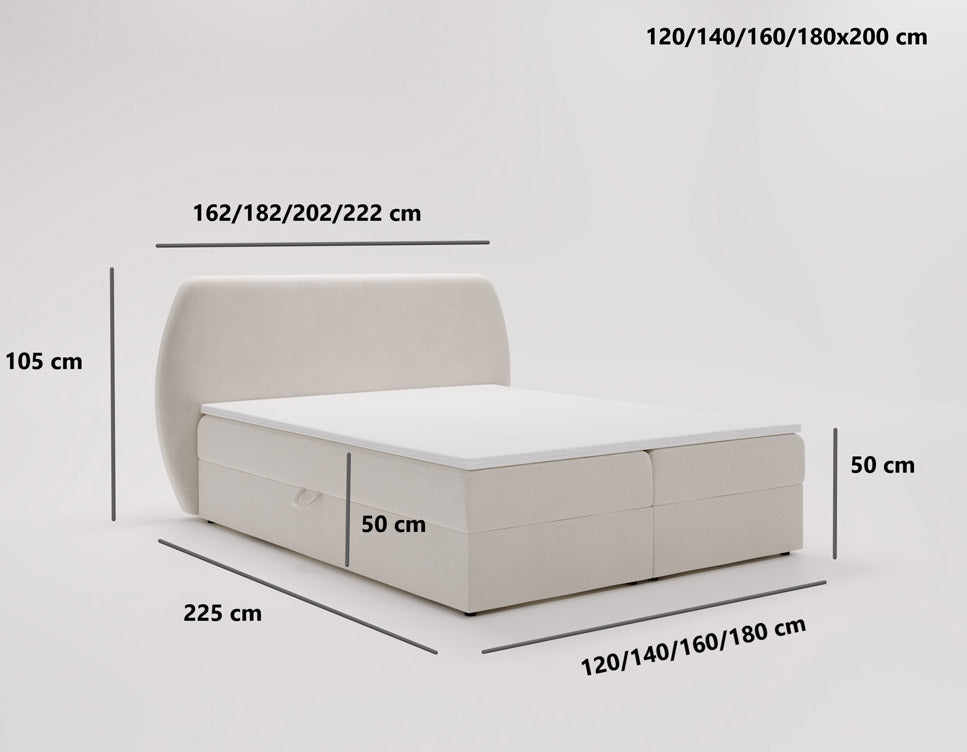 Boxspringbett Pure in Samt mit Stauraum