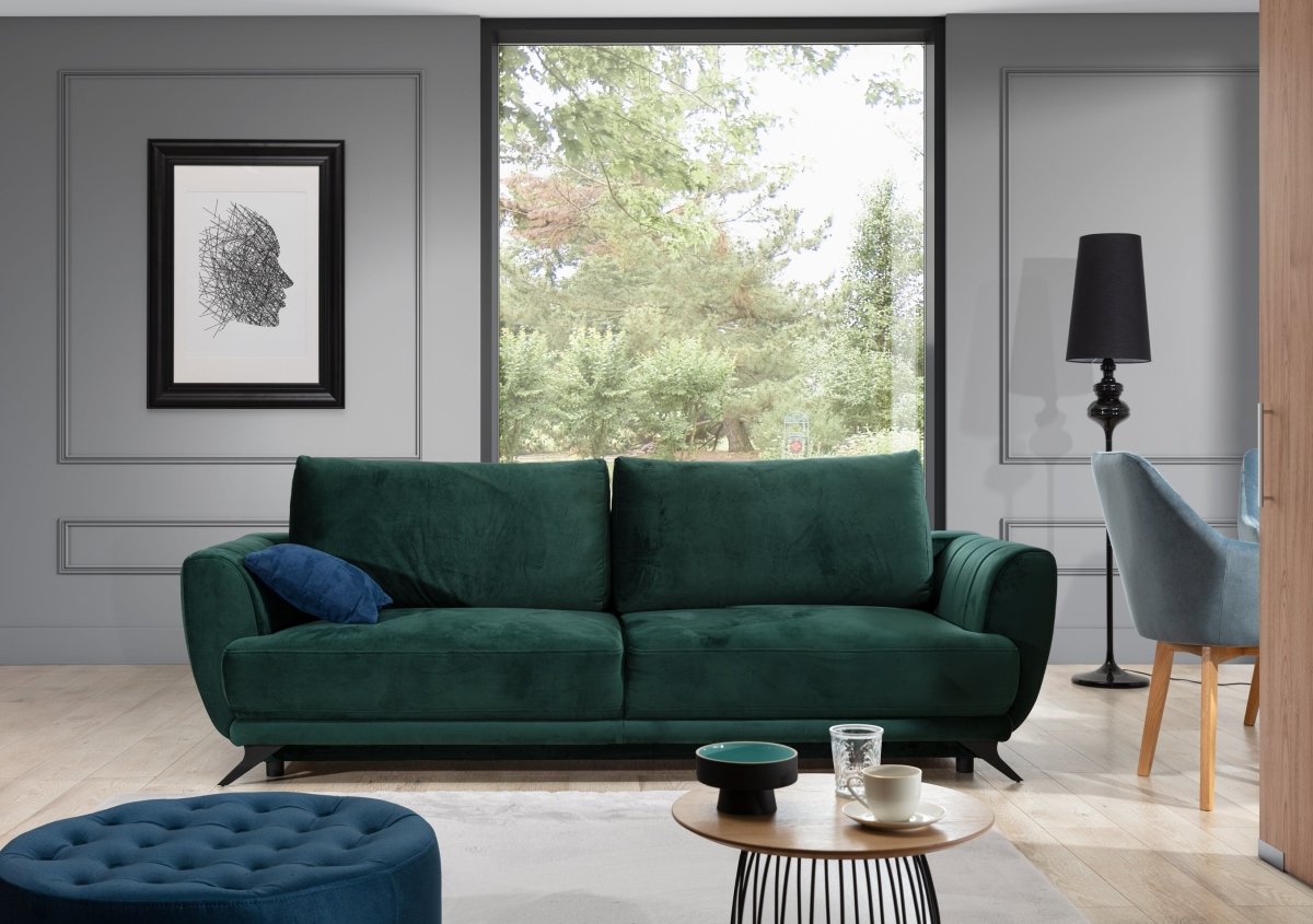 Designer Sofa Megan mit Schlaffunktion und Stauraum - Luxusbetten24